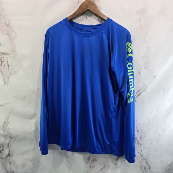 Columbia PFG Shirt Mens XL Blue Green Long Sleeve Terminal Tackle Fishing - Picture 1 of 12